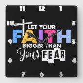 恐怖グラフィックよりも大きな信仰 スクエア壁時計 (正面)