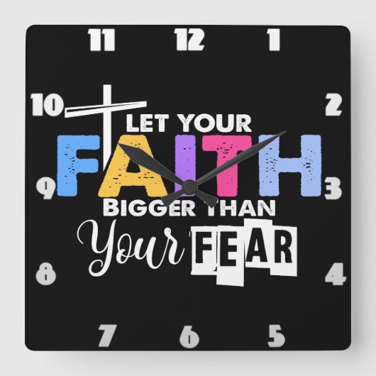 恐怖グラフィックよりも大きな信仰 スクエア壁時計 (正面)