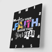 恐怖グラフィックよりも大きな信仰 スクエア壁時計 (傾斜)