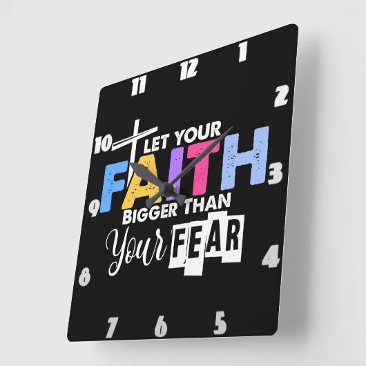 恐怖グラフィックよりも大きな信仰 スクエア壁時計 (傾斜)