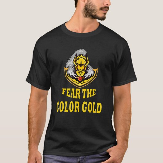 恐怖ザカラー金ゴールド騎士ドラゴン Tシャツ (正面)