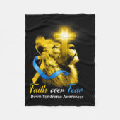 恐怖ダウン症候群に対するキリスト教の獅子十字信仰 フリースブランケット (正面)