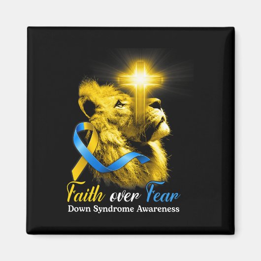 恐怖ダウン症候群に対するキリスト教の獅子十字信仰 マグネット (正面)