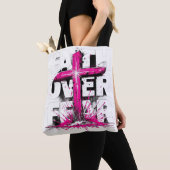 恐怖トートバッグに対する信仰 | クリスチャンクロスデザイン トートバッグ (クローズアップ)