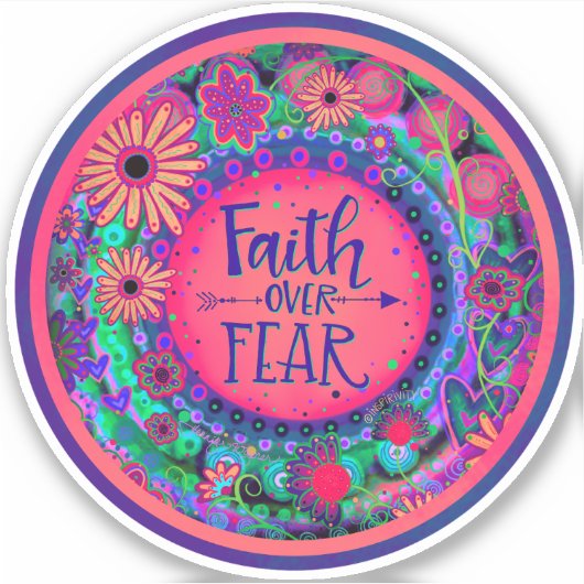 恐怖ピンクかわいらしのインスピレーションフローラへの信仰 シール (正面)