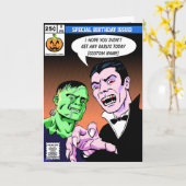 恐怖喜劇的なスタイルの誕生日 カード (黄色い花)