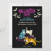 恐怖猫カルトハロウィン誕生日招待状 招待状 (正面)