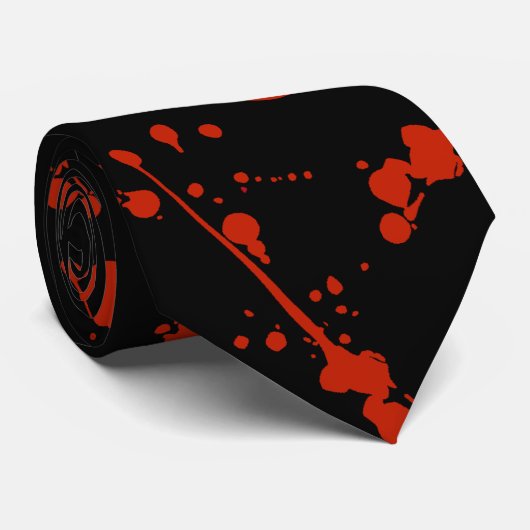 恐怖血の(ばちゃばちゃ)跳ねるのタイの黒 ネクタイ (ロール)