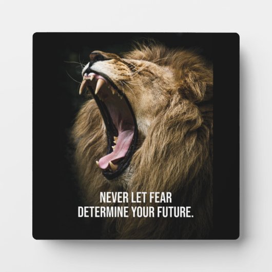 恐怖 – ライオンやる気を起こさせる フォトプラーク (正面)