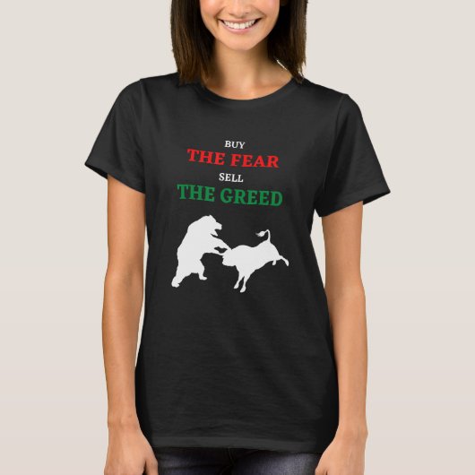 恐怖greed bull vs Bear I Stock Exchange Mar Tシャツ (正面)