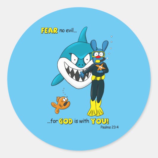 恐怖No Evil shark Tboneステッカーラベル ラウンドシール (正面)