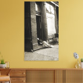 恐慌の時代の崩壊した女性のベビーのキャリッジ写真 キャンバスプリント (インサイチュ (リビング))