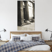 恐慌の時代の崩壊した女性のベビーのキャリッジ写真 キャンバスプリント (インサイチュ (寝室))