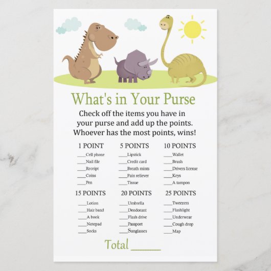 恐竜あなたの財布ゲームの赤ちゃんシャワーに何がある (正面)
