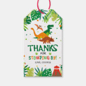 恐竜ありがとうラベル、恐竜誕生日ラベル ギフトタグ (正面)