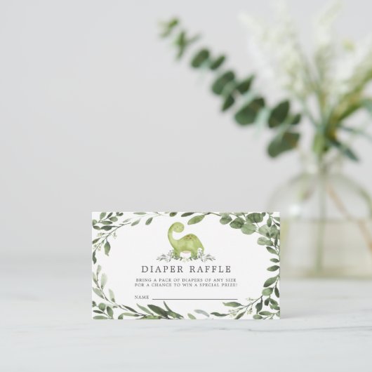 恐竜おむつラッフル赤ちゃんシャワーカード エンクロージャーカード (スタンド正面)