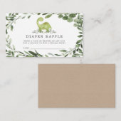 恐竜おむつラッフル赤ちゃんシャワーカード エンクロージャーカード (正面/裏面)