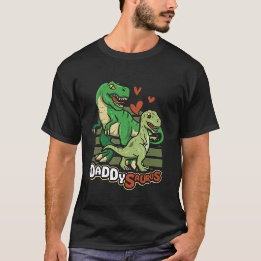 恐竜おもしろいかわいい父の日ダディサウルス Tシャツ (正面)