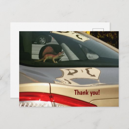 恐竜おもしろいのお礼のはがき ポストカード (正面/裏面)