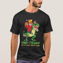 恐竜おもしろいのクリスマスザに乗る恐竜トランプ Tシャツ