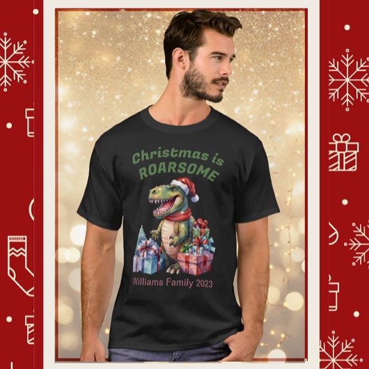 恐竜おもしろいのクリスマスTシャ男性へツ、家族 Tシャツ
