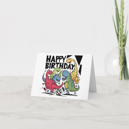 恐竜おもしろいのサ遊ッカー誕生日カード カード (正面)