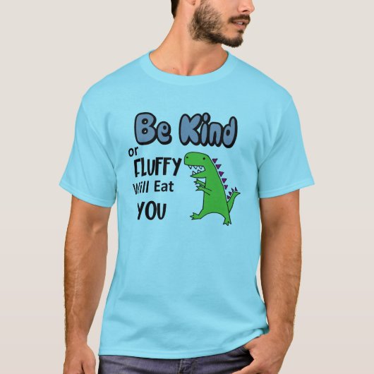 恐竜おもしろいのトレックスで優しい食べかふわふわ Tシャツ (正面)