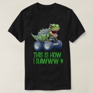 恐竜おもしろいのモンスタートラックのメス Tシャツ