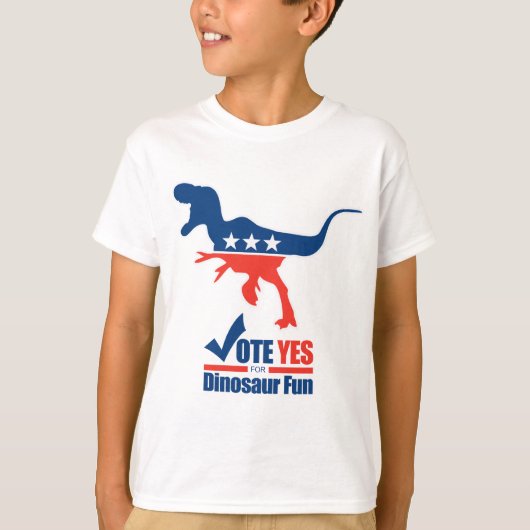恐竜おもしろいの投票Yes Tシャツ (正面)