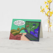 恐竜おもしろいの気候変動の漫画 カード (黄色い花)