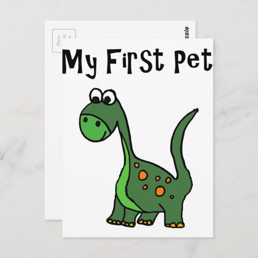 恐竜おもしろいの漫画は私の最初のペットを言う ポストカード (正面/裏面)
