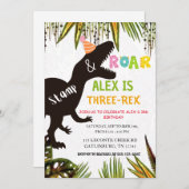 恐竜おもしろいの誕生日の招待状 招待状 (正面/裏面)
