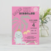 恐竜おもしろいの轟音子供の誕生日パーティー 招待状 (スタンド正面)
