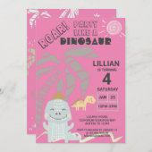 恐竜おもしろいの轟音子供の誕生日パーティー 招待状 (正面/裏面)