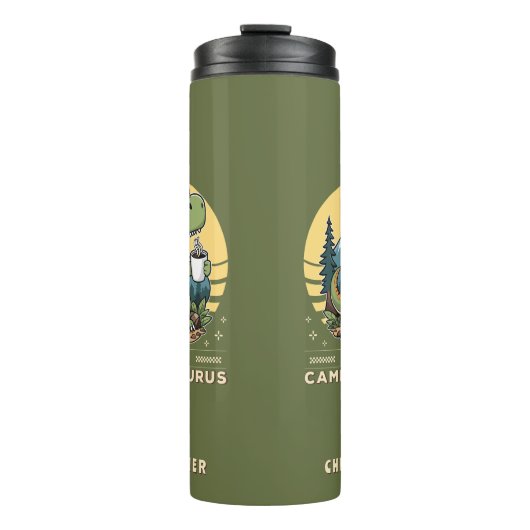 恐竜おもしろいアウトドアキャンモノグラムのピング タンブラー (正面)
