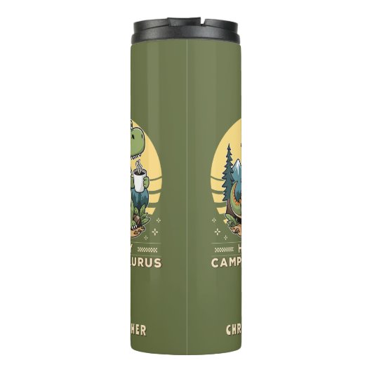 恐竜おもしろいアウトドアキャンモノグラムのピング タンブラー (裏面)