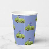 恐竜おもしろいアンティーク車の少年スクールキッド誕生日 紙コップ (右)