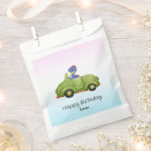 恐竜おもしろいアンティーク車B2S子供の誕生日パーティー フェイバーバッグ (クリップ留めされた状態)