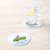 恐竜おもしろいアンティーク車B2S子供の誕生日パーティー ラウンドペーパーコースター (インサイチュ)