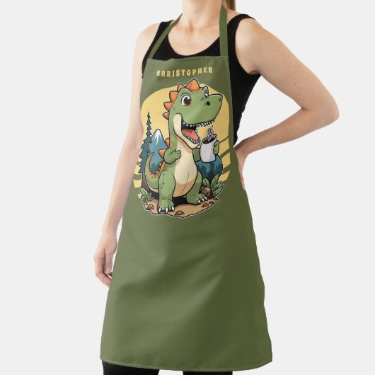 恐竜おもしろいキャンプアウトドアシェフパーソナライズされた エプロン (インサイチュ)