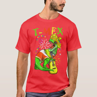恐竜おもしろいギターソンブレロフィエスタTレチンコD Tシャツ