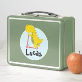 恐竜おもしろいスクーター玩具新学期少年の子供 メタルランチボックス (インサイチュ)