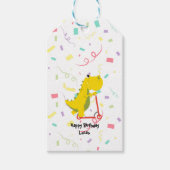 恐竜おもしろいスクーター玩具誕生日少年パーティー ギフトタグ (正面)