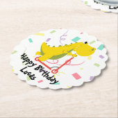 恐竜おもしろいスクーター玩具誕生日少年パーティー ペーパーコースター (アングル)