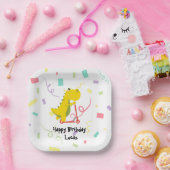 恐竜おもしろいスクーター玩具誕生日少年パーティー ペーパープレート (パーティー)
