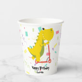 恐竜おもしろいスクーター玩具誕生日少年パーティー 紙コップ (正面)