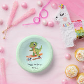 恐竜おもしろいスケートボード誕生日パーティーの少年 ペーパーボウル (パーティー)