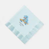 恐竜おもしろいスケートボード誕生日パーティーの少年 縁ありランチョンナプキン (角)