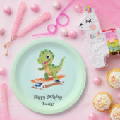 恐竜おもしろいスケートボード誕生日パーティーDIY名 ペーパープレート (パーティー)