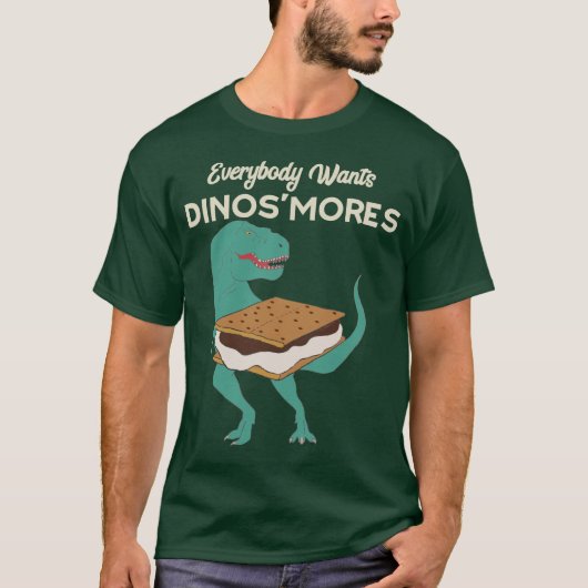 恐竜おもしろいスモアキャンプDinoSmores Tレックス Tシャツ (正面)